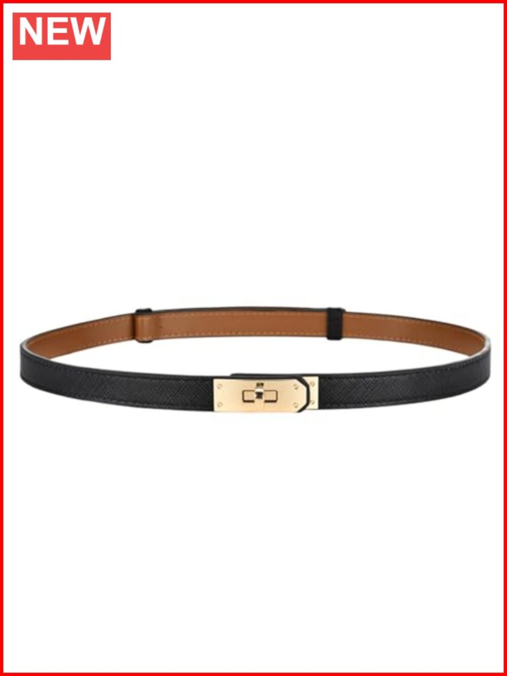 Women's Skinny Belt Alloy Turn Lock Adjustable Waist 19.5-35.5 In for Dresses